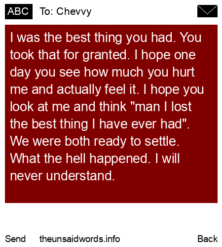 unsent message to Chevvy