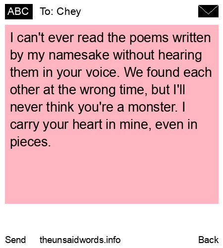 unsent message to Chey