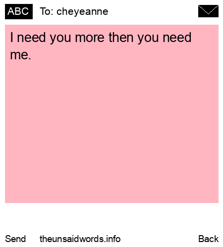 unsent message to cheyeanne