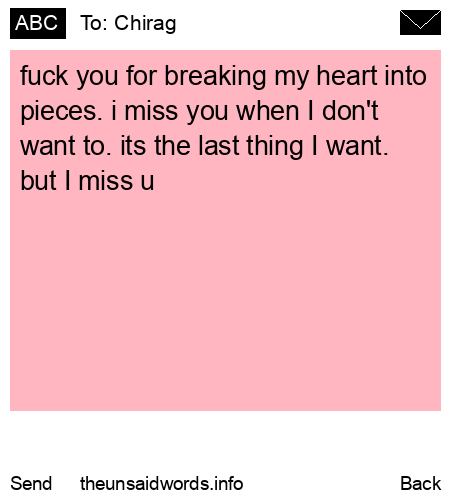 unsent message to Chirag