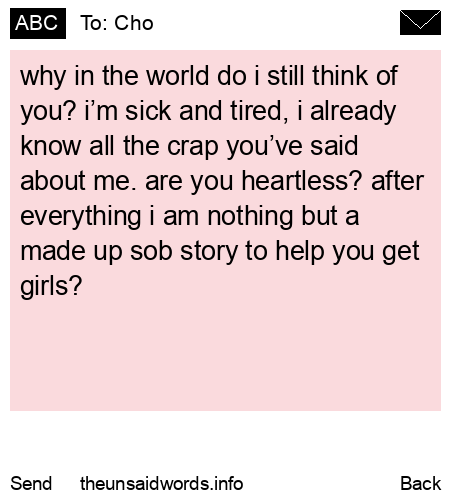 unsent message to Cho
