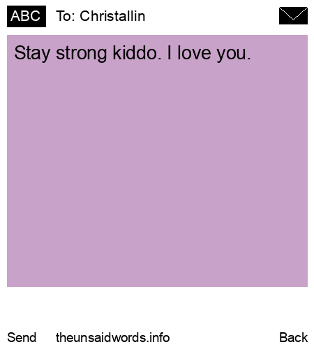 unsent message to Christallin