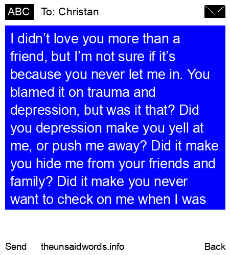 unsent message to Christan