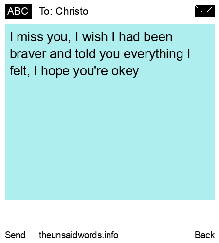 unsent message to Christo