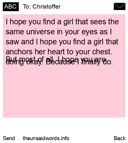unsent message to Christoffer