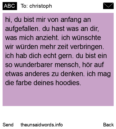 unsent message to christoph