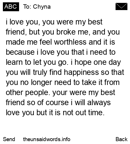 unsent message to Chyna