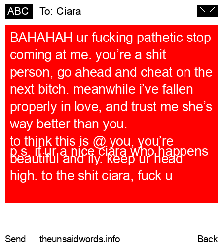 unsent message to Ciara