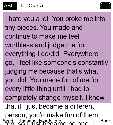 unsent message to Ciarra