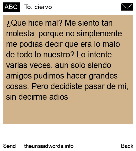 unsent message to ciervo
