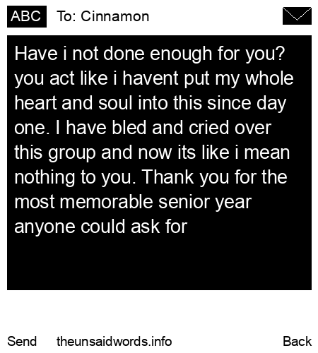 unsent message to Cinnamon