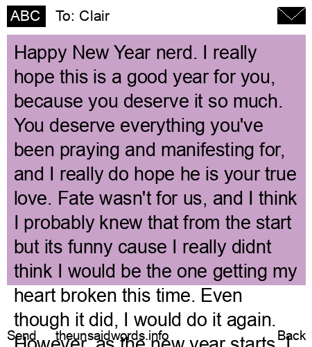 unsent message to Clair