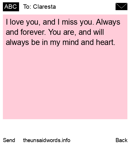 unsent message to Claresta
