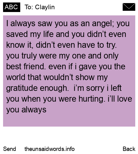 unsent message to Claylin