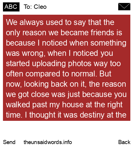 unsent message to Cleo