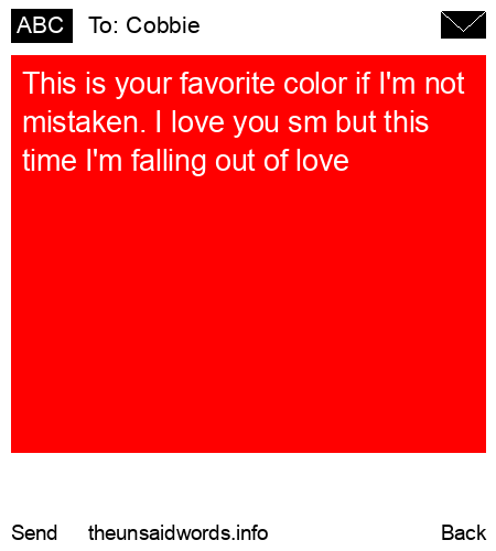 unsent message to Cobbie