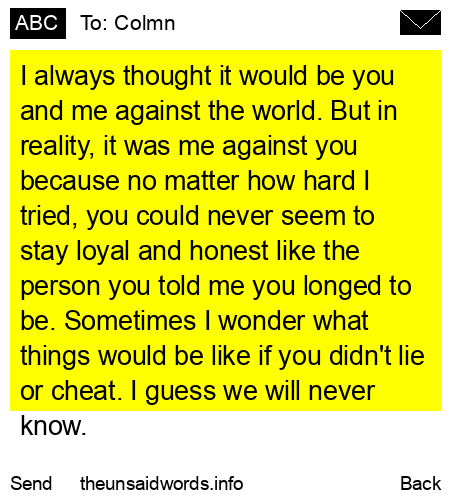 unsent message to Colmn