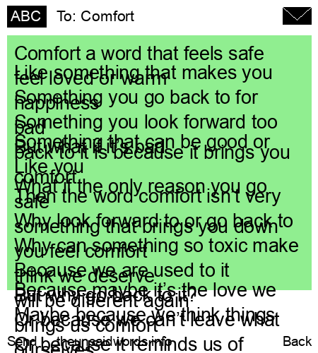 unsent message to Comfort