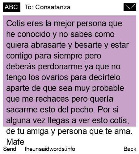 unsent message to Consatanza