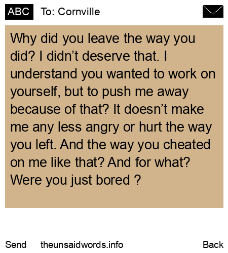 unsent message to Cornville