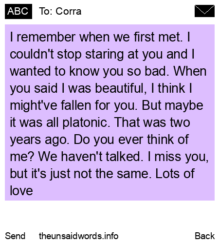 unsent message to Corra