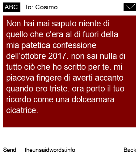 unsent message to Cosimo