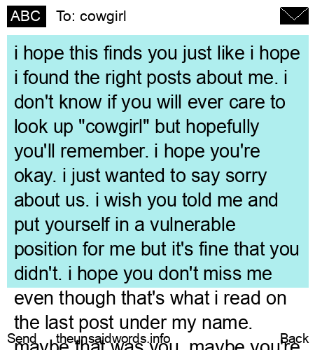 unsent message to cowgirl