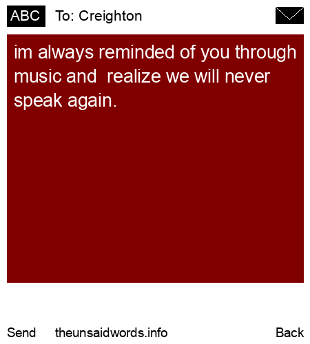 unsent message to Creighton