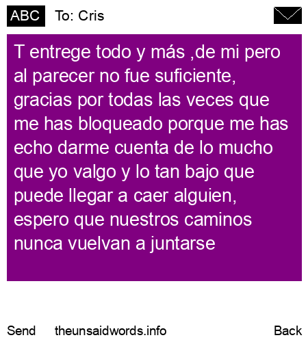 unsent message to Cris