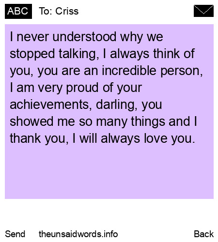 unsent message to Criss