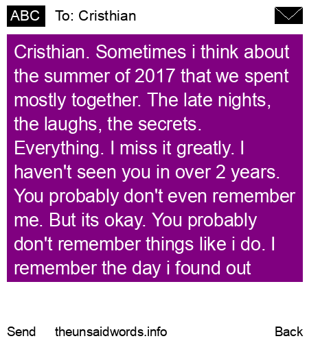 unsent message to Cristhian