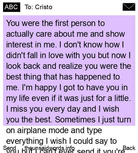 unsent message to Cristo