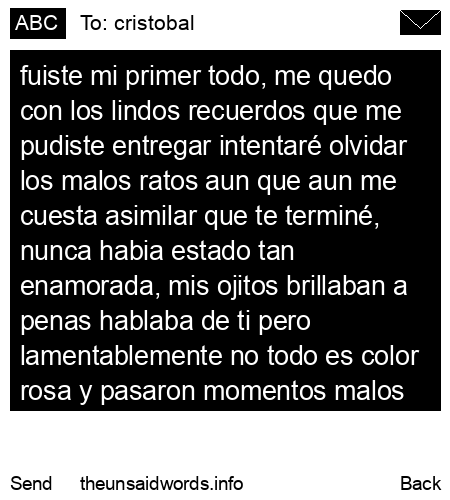 unsent message to cristobal