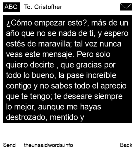 unsent message to Cristofher