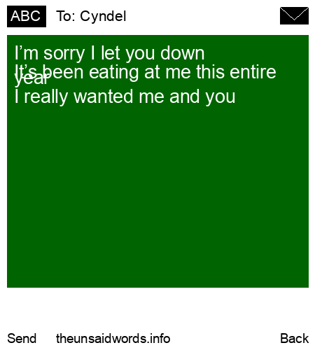 unsent message to Cyndel
