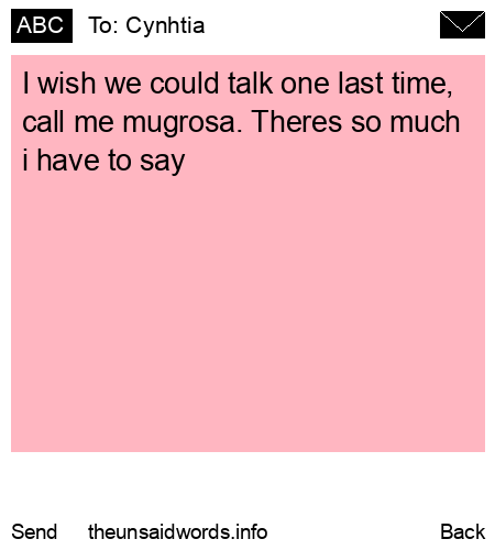 unsent message to Cynhtia