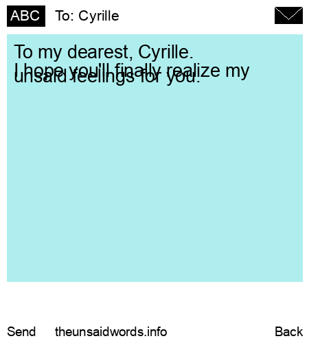 unsent message to Cyrille