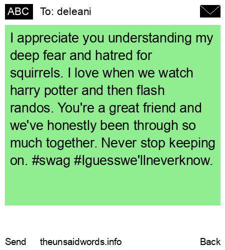 unsent message to deleani