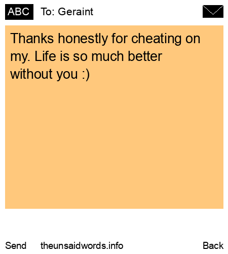 unsent message to Geraint