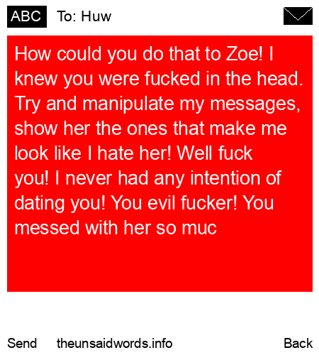 unsent message to Huw