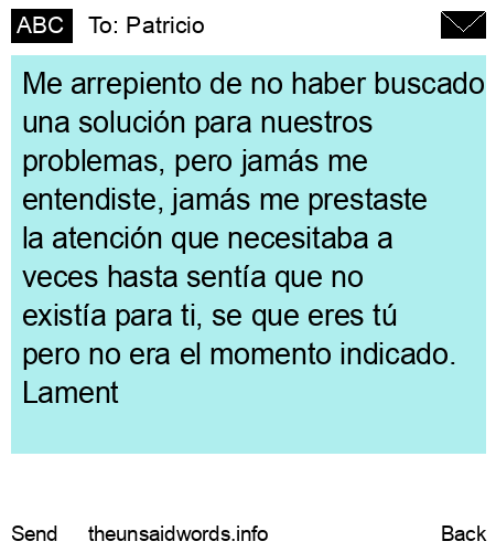 unsent message to Patricio