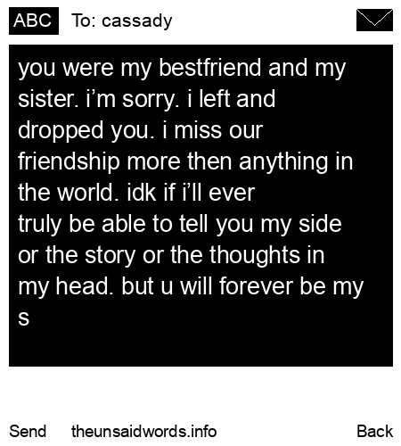 unsent message to cassady