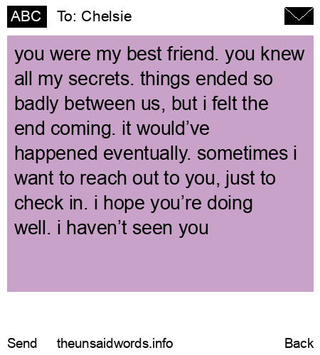 unsent message to Chelsie