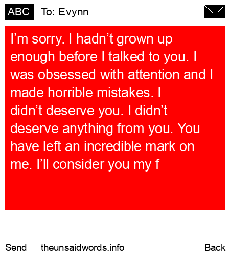 unsent message to Evynn