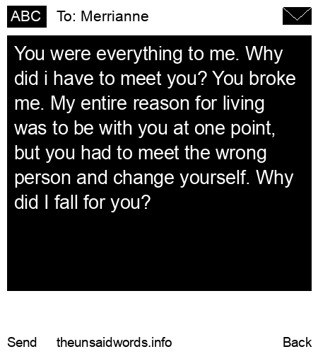 unsent message to Merrianne
