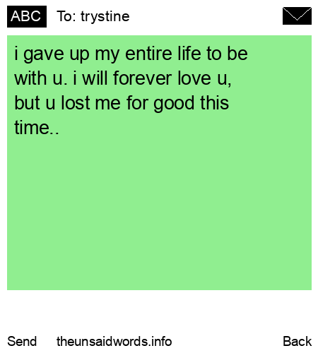 unsent message to trystine