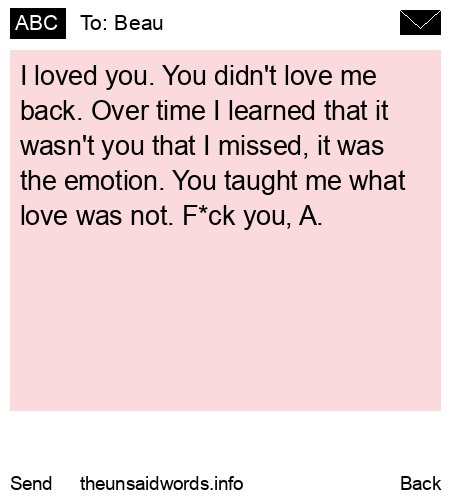 unsent message to Beau