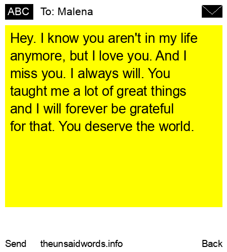unsent message to Malena