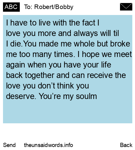 unsent message to Robert/Bobby