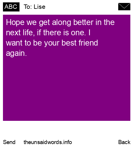 unsent message to Lise